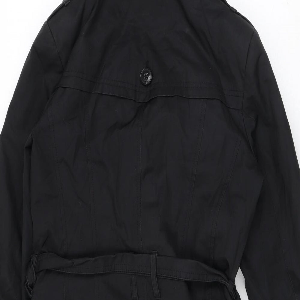 Cole Haan Womens Black Rain Coat Coat Size XS Button