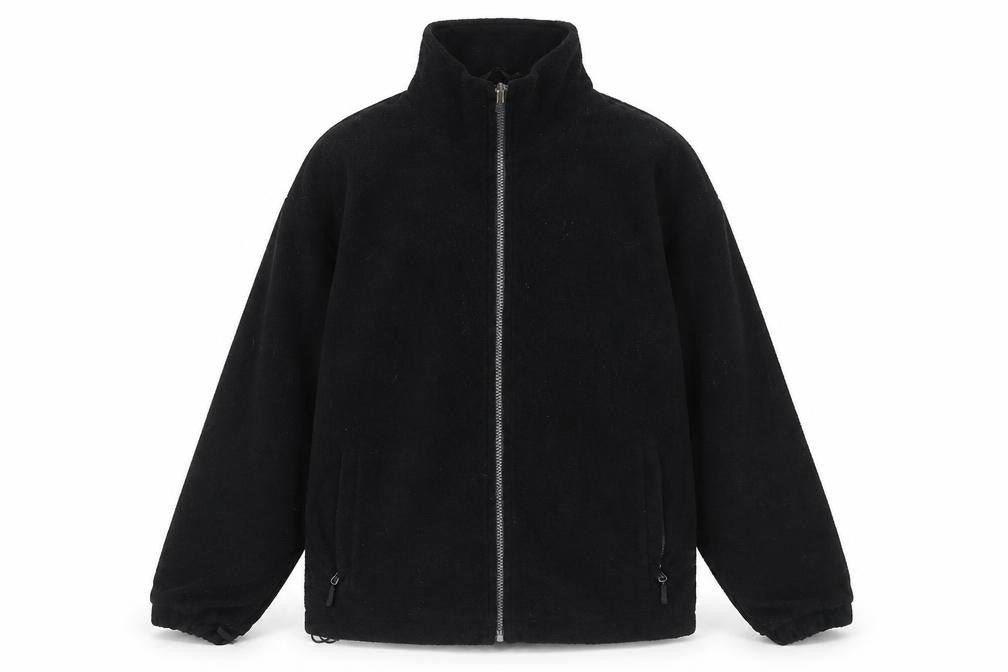 Front view of Stormtech men’s black jacket, size S, zip