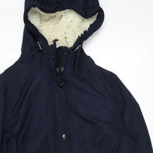 Marks and Spencer Womens Blue Parka Coat Size XL Zip