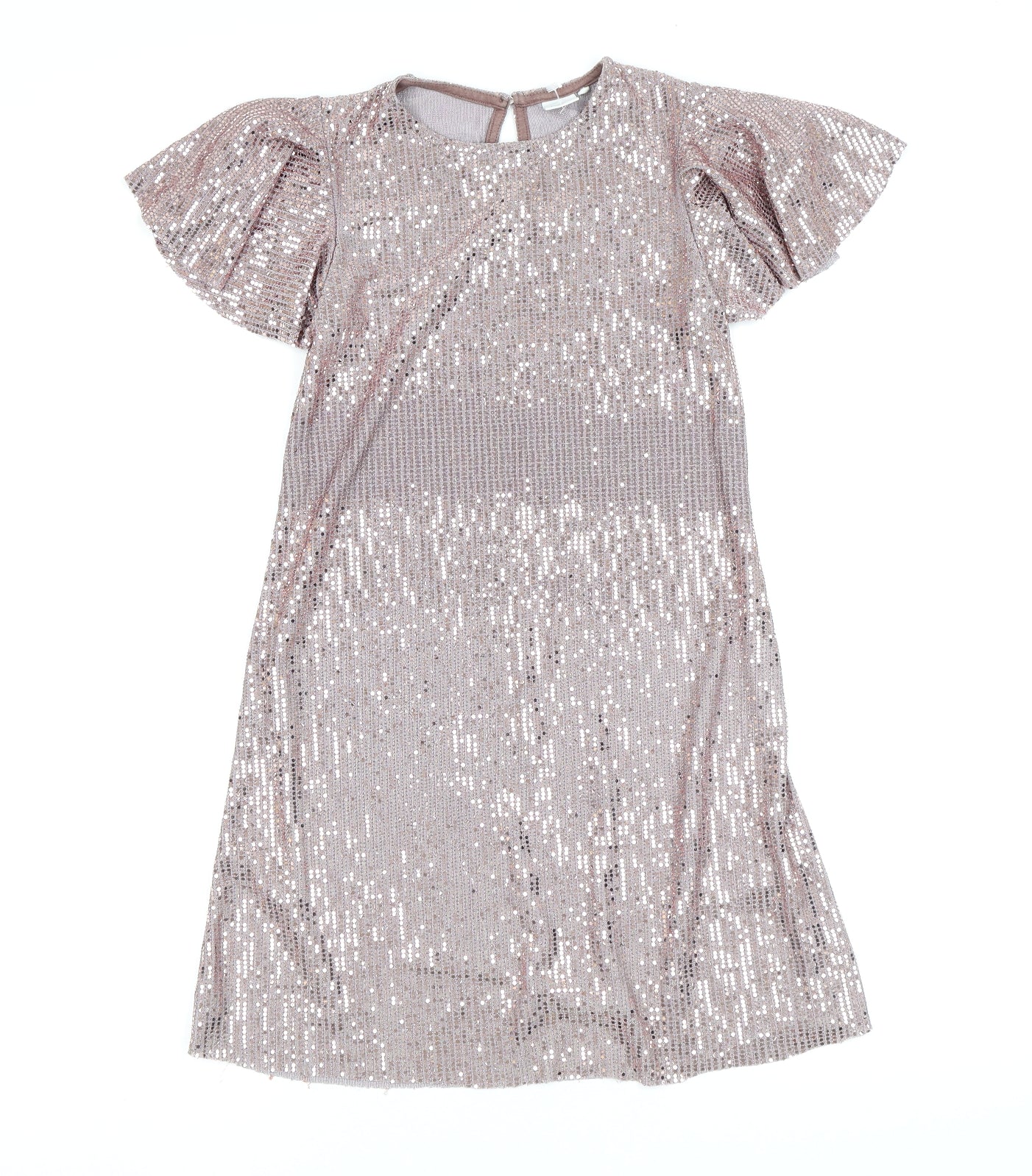 NEXT Girls Pink Nylon A-Line Size 9 Years Round Neck Button - Sparkle