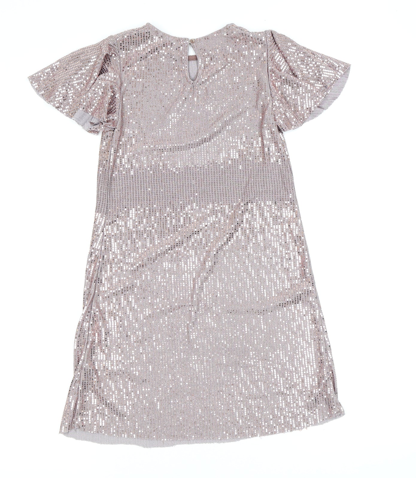 NEXT Girls Pink Nylon A-Line Size 9 Years Round Neck Button - Sparkle