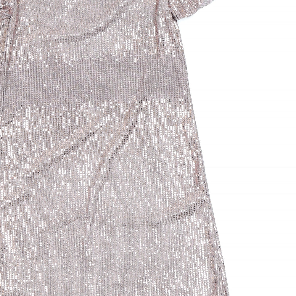 NEXT Girls Pink Nylon A-Line Size 9 Years Round Neck Button - Sparkle