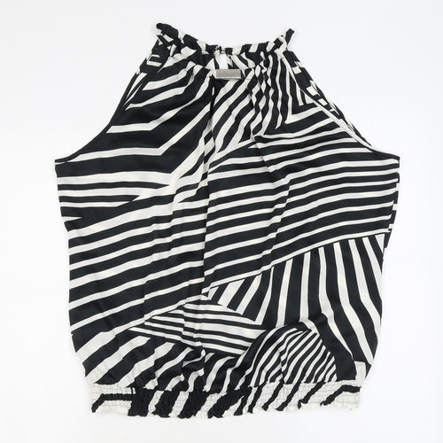 Wallis Womens Black Animal Print Polyester Camisole Blouse Size L Halter - Zebra