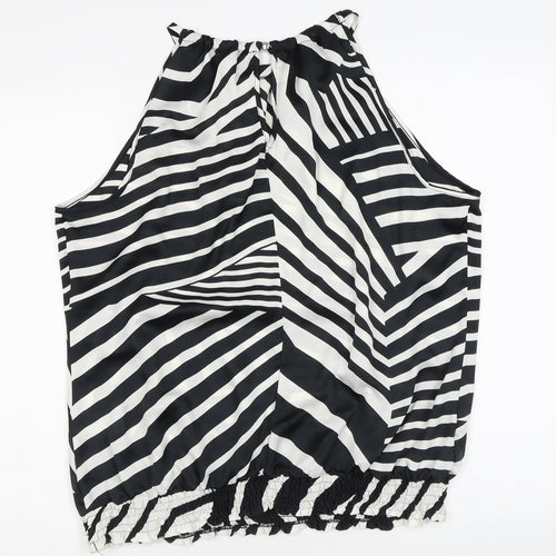 Wallis Womens Black Animal Print Polyester Camisole Blouse Size L Halter - Zebra