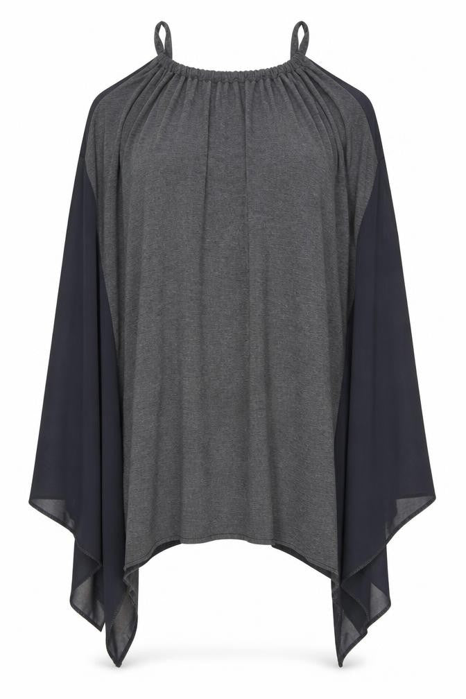 Front view of Label Lab women’s grey polyester kaftan, size UK 14, round neck pullover