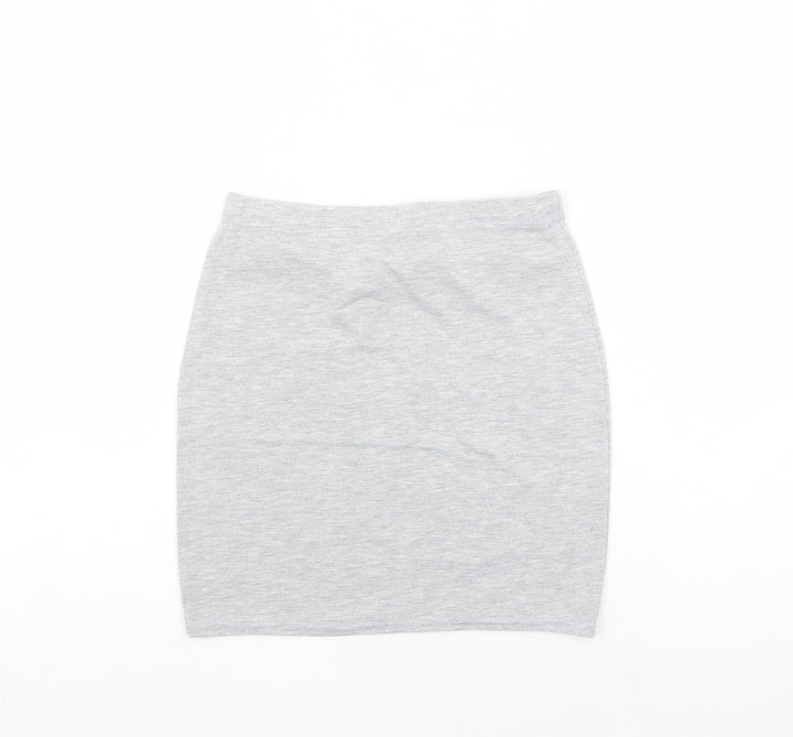 Boohoo Womens Grey Polyester Bandage Skirt Size 8 - Elastic Waist