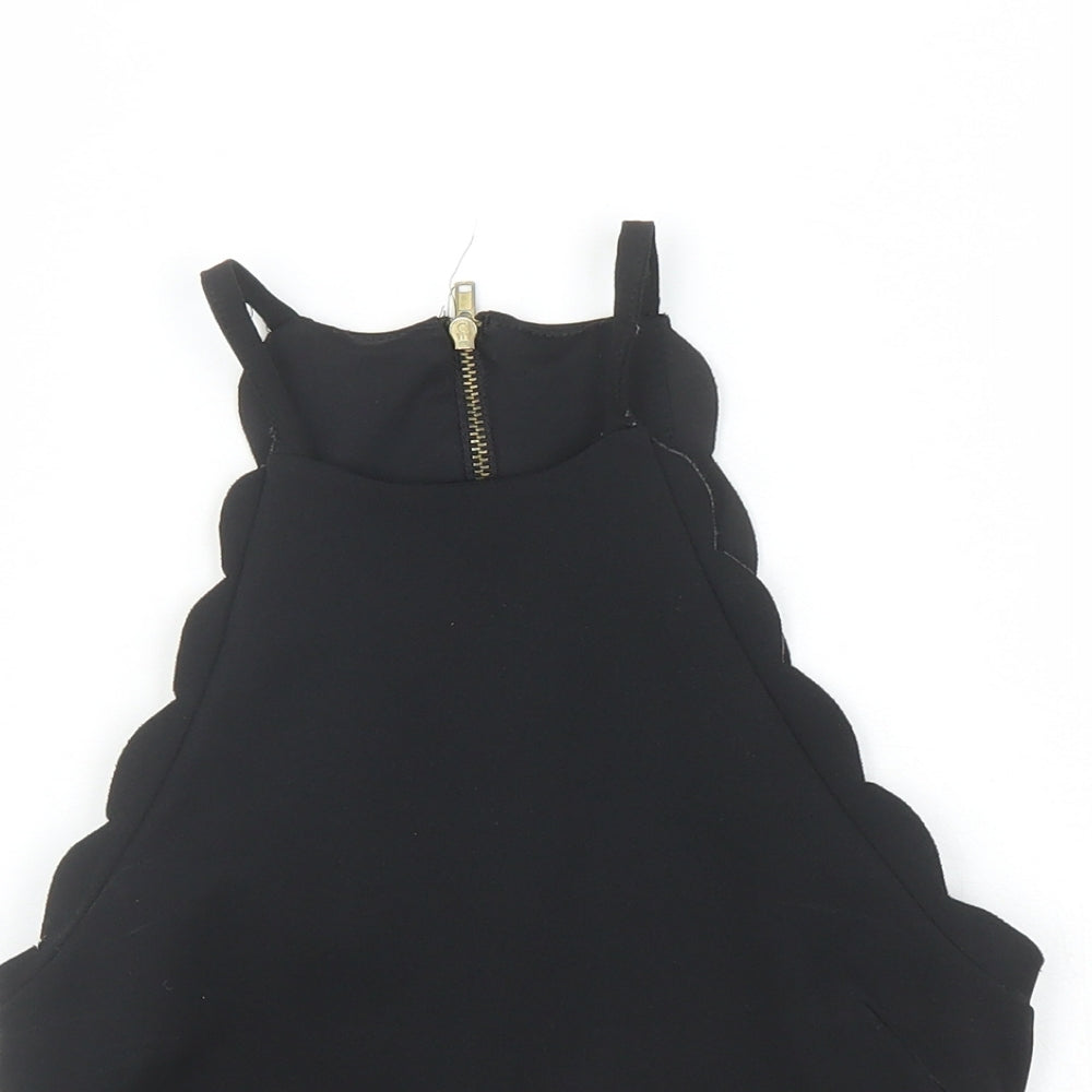 New Look Womens Black Polyester Cropped Tank Size 6 Round Neck