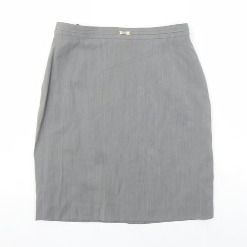 Betty Jackson Womens Grey Polyester A-Line Skirt Size 14 Zip