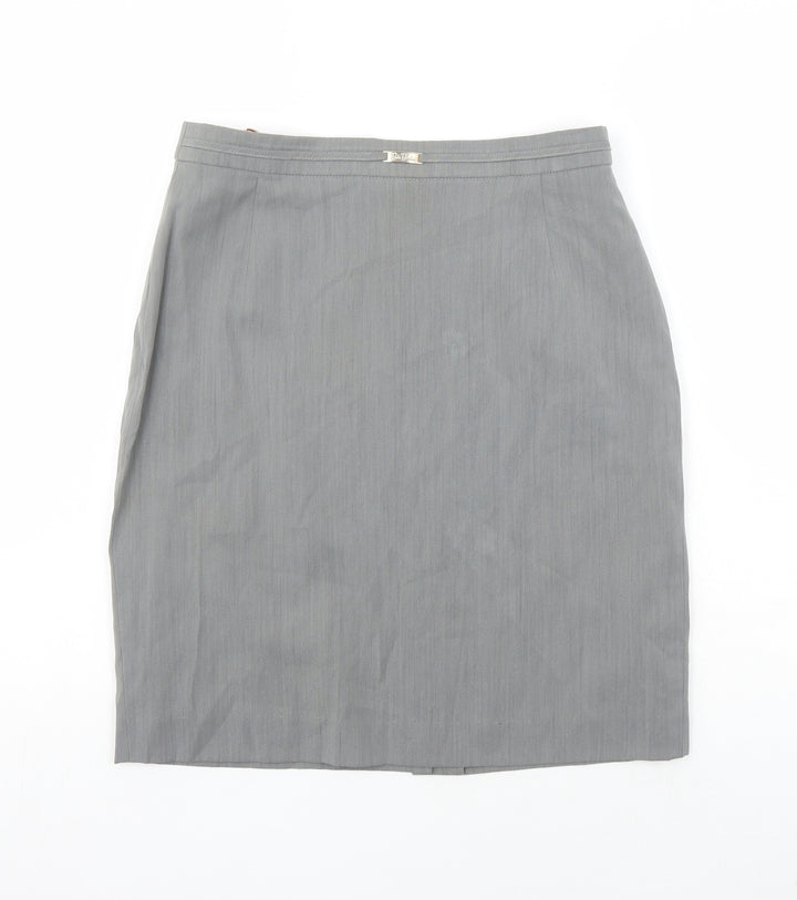 Betty Jackson Womens Grey Polyester A-Line Skirt Size 14 Zip