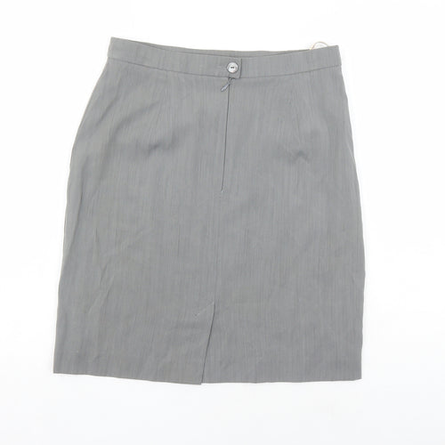 Betty Jackson Womens Grey Polyester A-Line Skirt Size 14 Zip