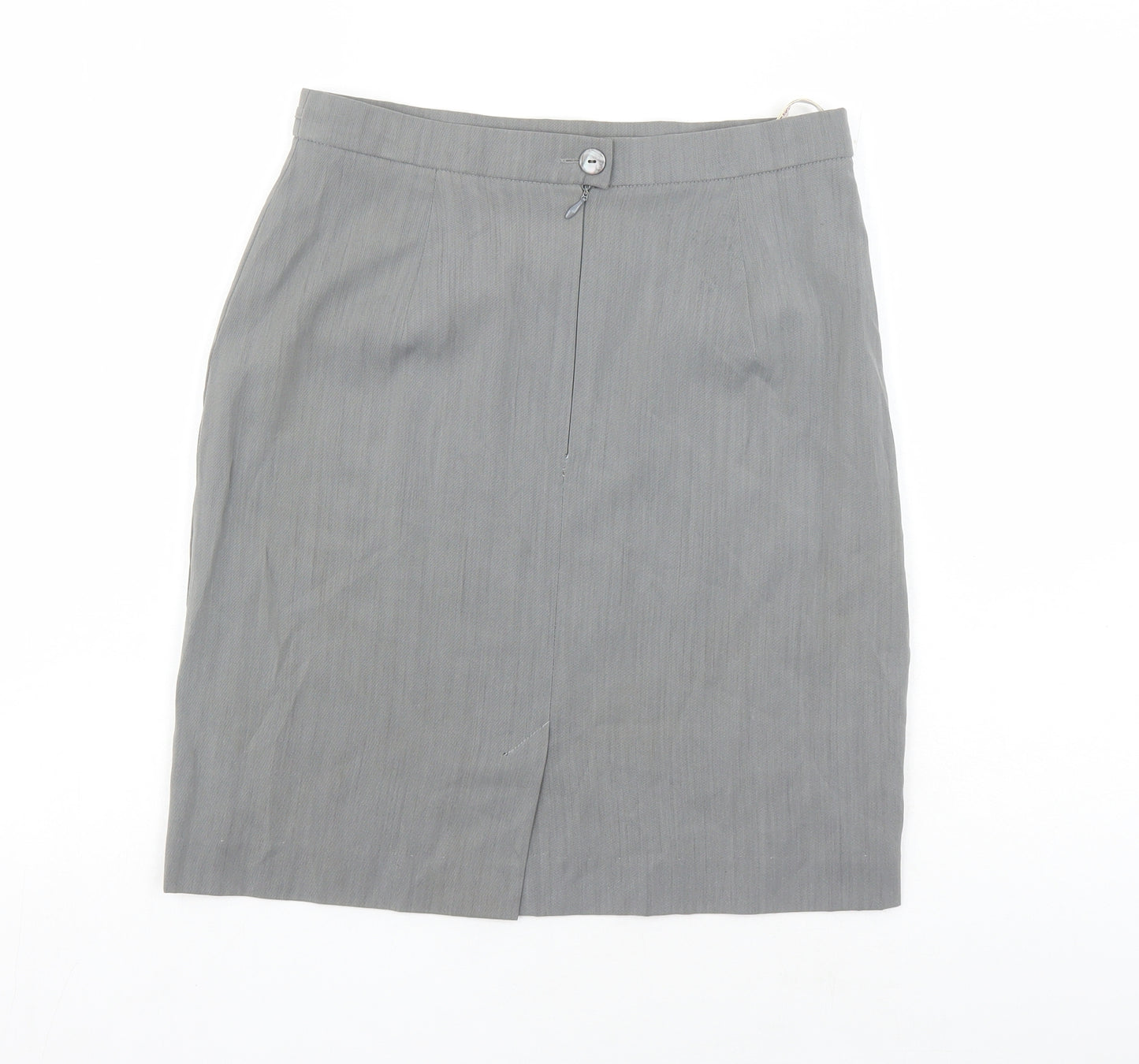 Betty Jackson Womens Grey Polyester A-Line Skirt Size 14 Zip