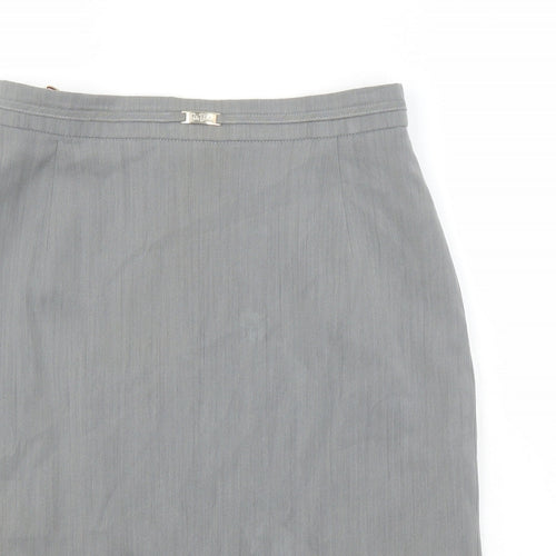 Betty Jackson Womens Grey Polyester A-Line Skirt Size 14 Zip