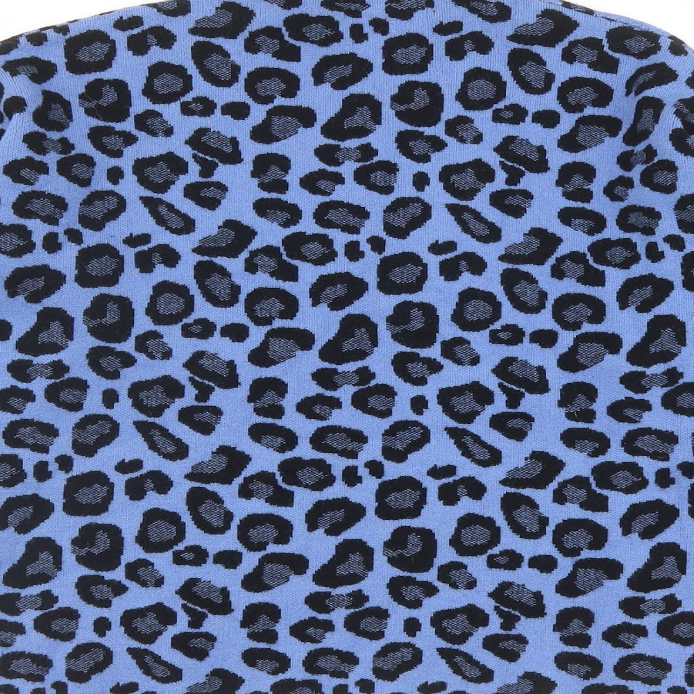 Tahari Womens Blue Mock Neck Animal Print Viscose Pullover Jumper Size M - Leopard pattern
