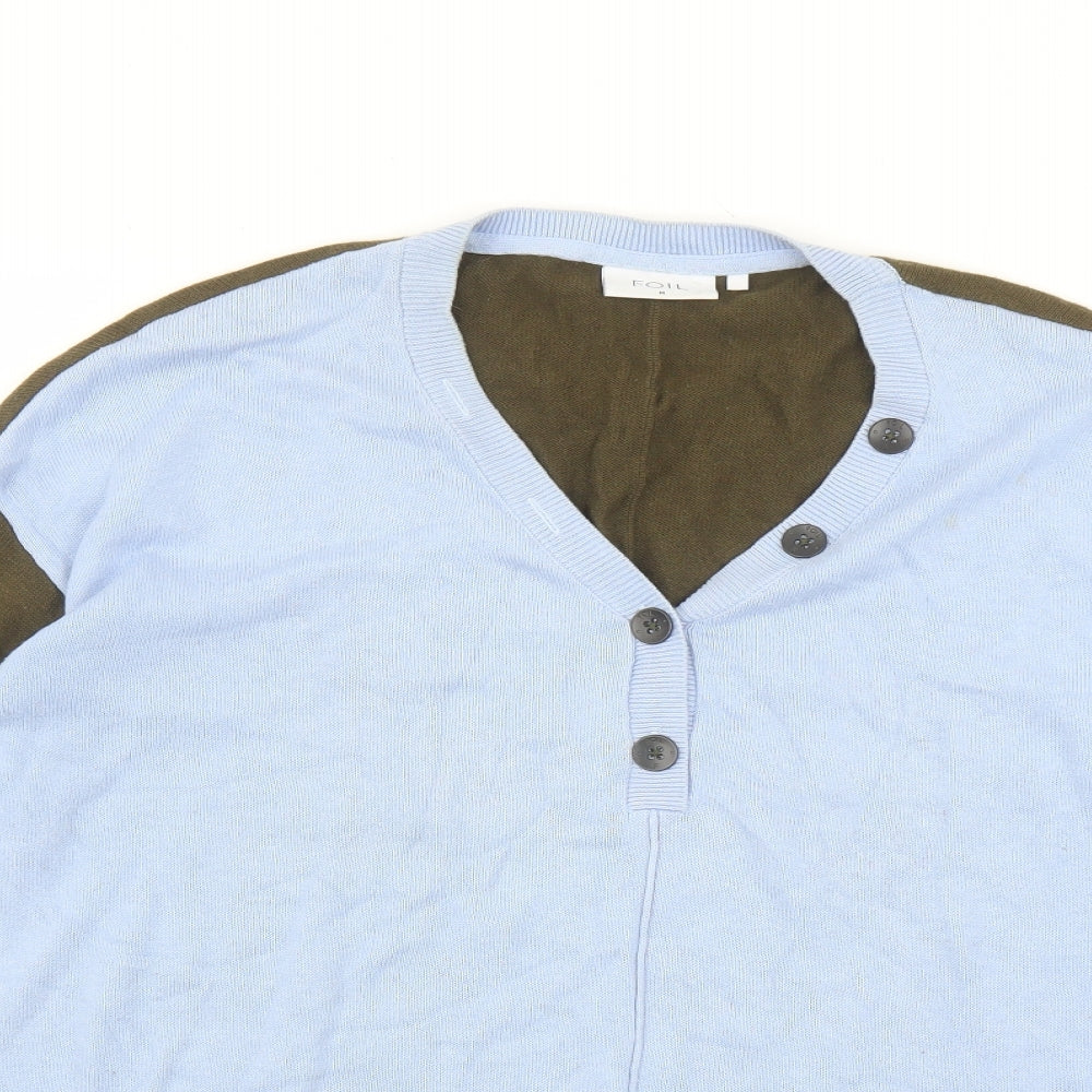 Foil Womens Multicoloured V-Neck Cotton Pullover Jumper Size M