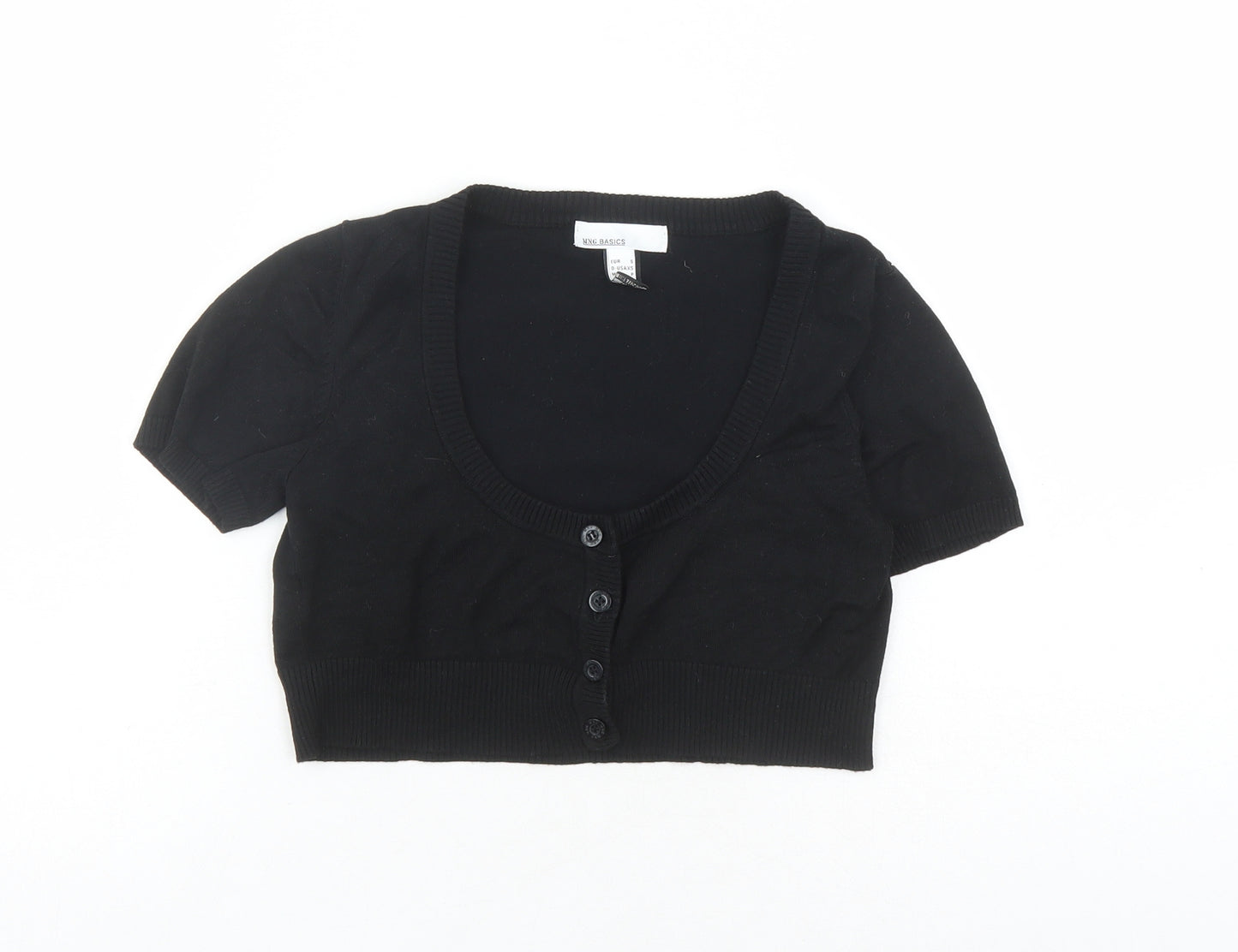 MNG Womens Black Scoop Neck Viscose Shrug Jumper Size S - Buttons