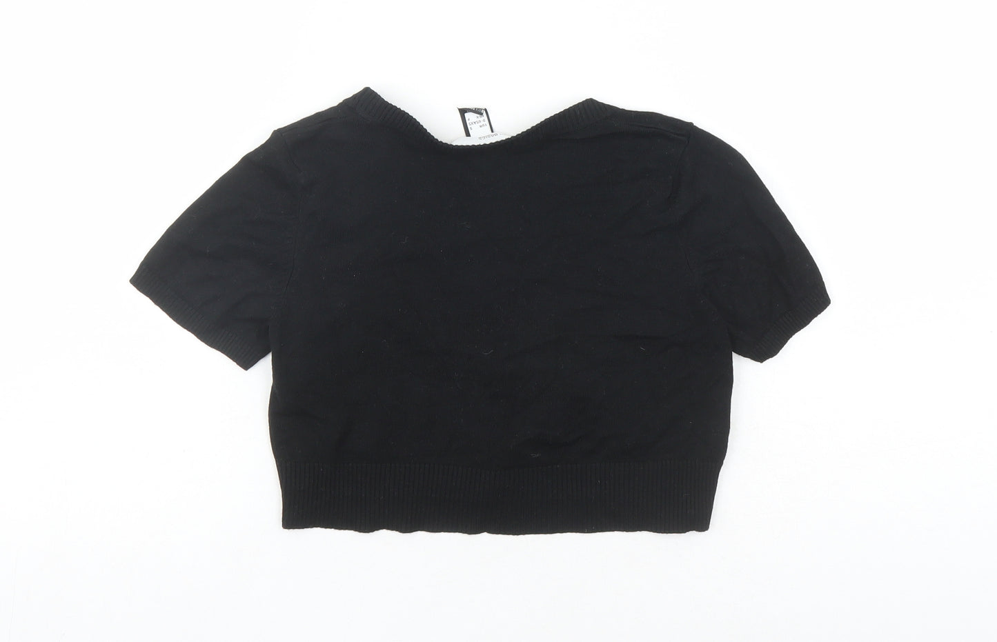 MNG Womens Black Scoop Neck Viscose Shrug Jumper Size S - Buttons