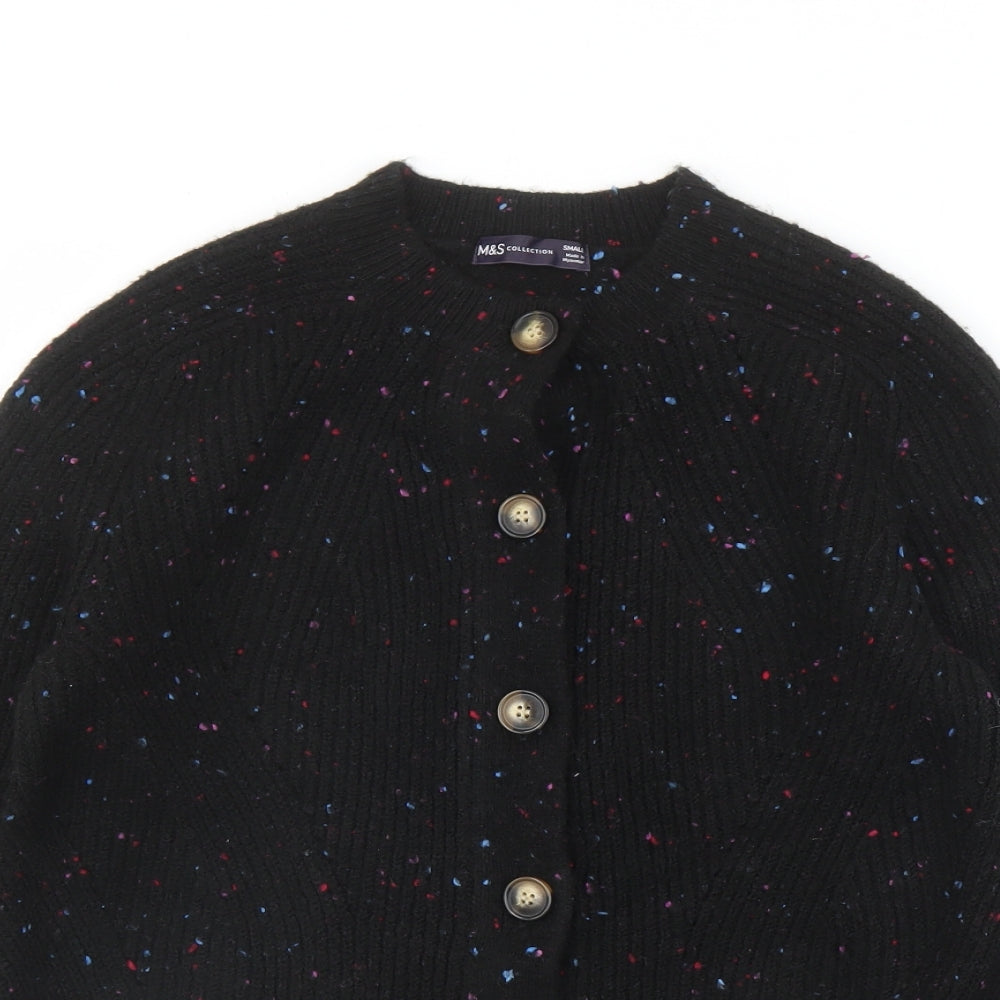 Marks and Spencer Womens Black Round Neck Acrylic Cardigan Jumper Size S - Buttons, Flex's of colour