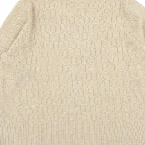 Marks and Spencer Womens Brown Round Neck Geometric Viscose Pullover Jumper Size 16