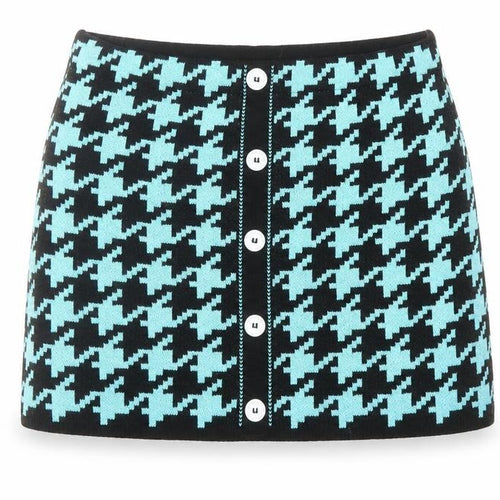 Reclaimed Vintage Womens Black Geometric Acrylic A-Line Skirt Size XL - Houndstooth Pattern