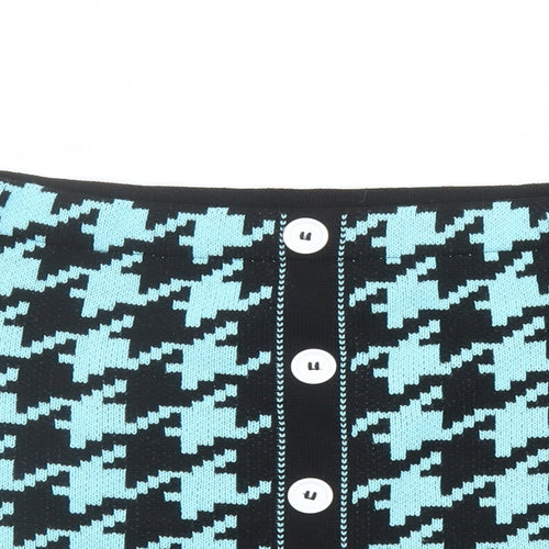 Reclaimed Vintage Womens Black Geometric Acrylic A-Line Skirt Size XL - Houndstooth Pattern