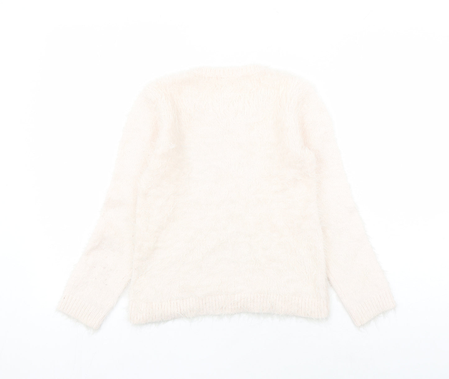 Blue Zoo Girls Pink Round Neck Nylon Pullover Jumper Size 8-9 Years Pullover - Rabbit Sequin Detail