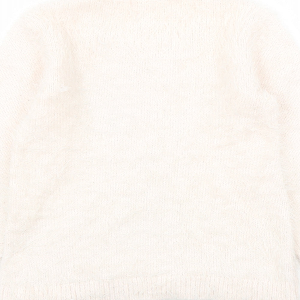 Blue Zoo Girls Pink Round Neck Nylon Pullover Jumper Size 8-9 Years Pullover - Rabbit Sequin Detail