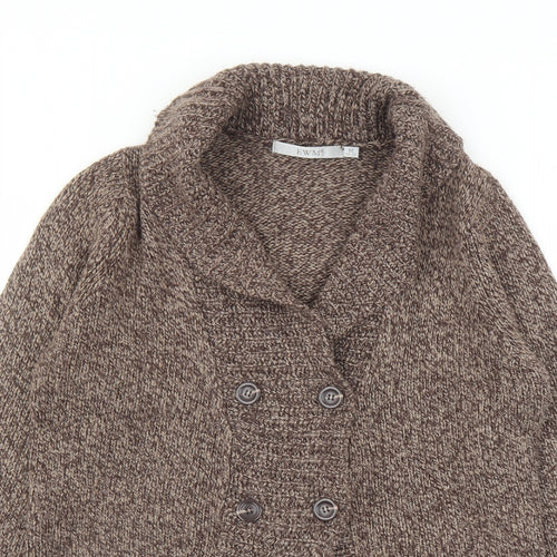 EWM Womens Brown V-Neck Acrylic Cardigan Jumper Size 14 - Size 14-16