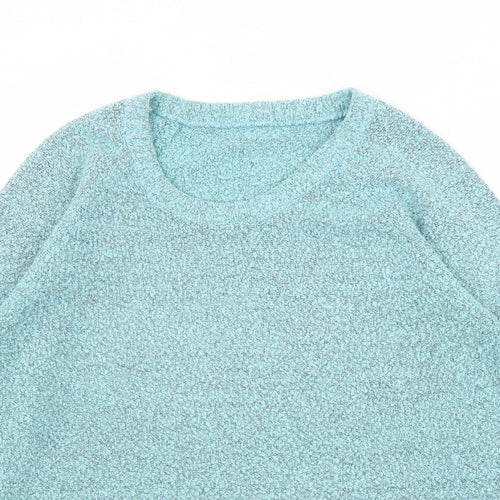 M&Co Womens Blue Round Neck Acetate Pullover Jumper Size M - Pockets