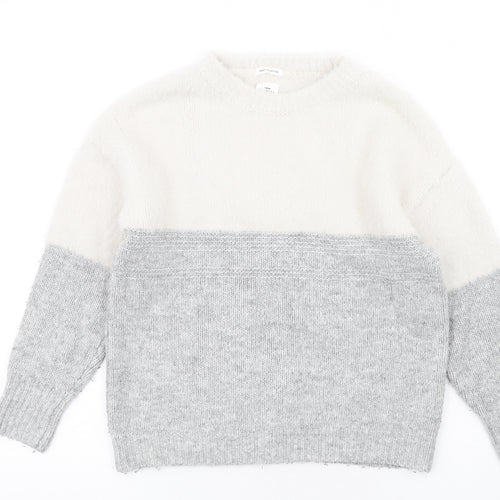 Zara Girls Grey Round Neck Acrylic Pullover Jumper Size 11-12 Years Pullover