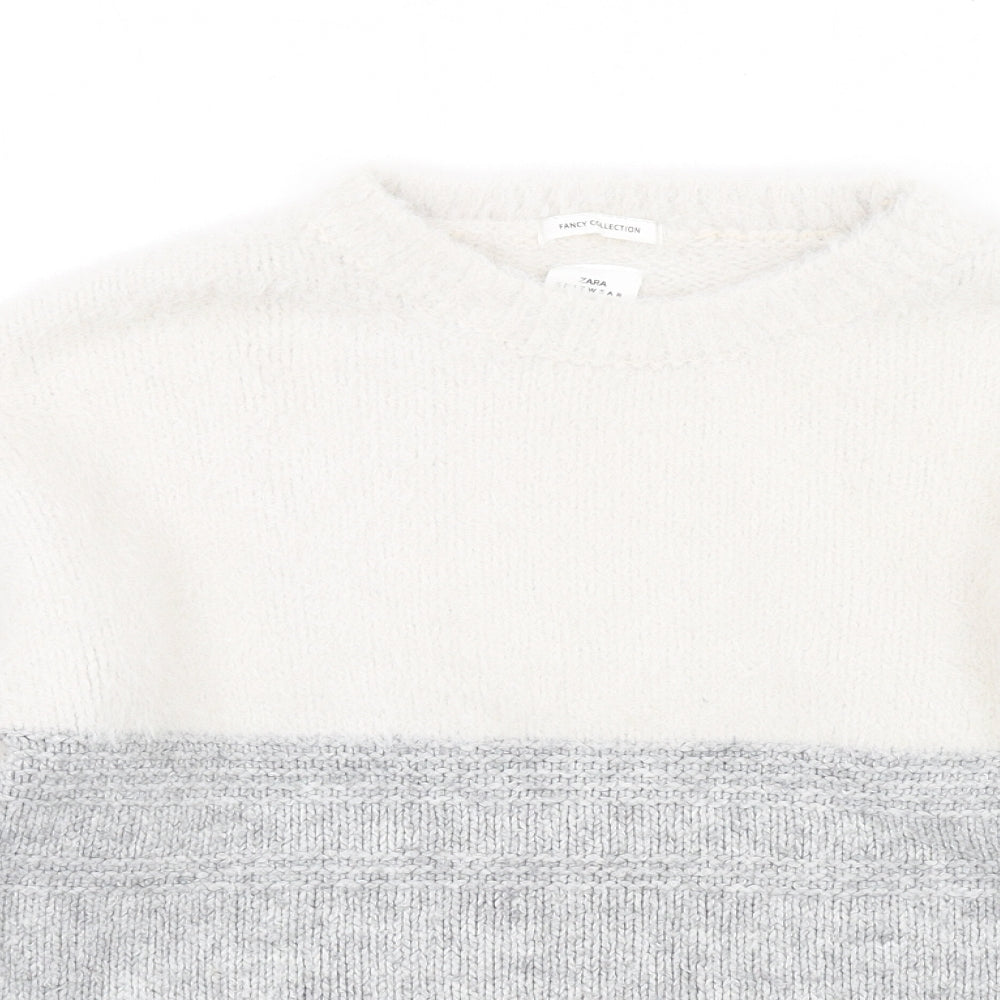 Zara Girls Grey Round Neck Acrylic Pullover Jumper Size 11-12 Years Pullover