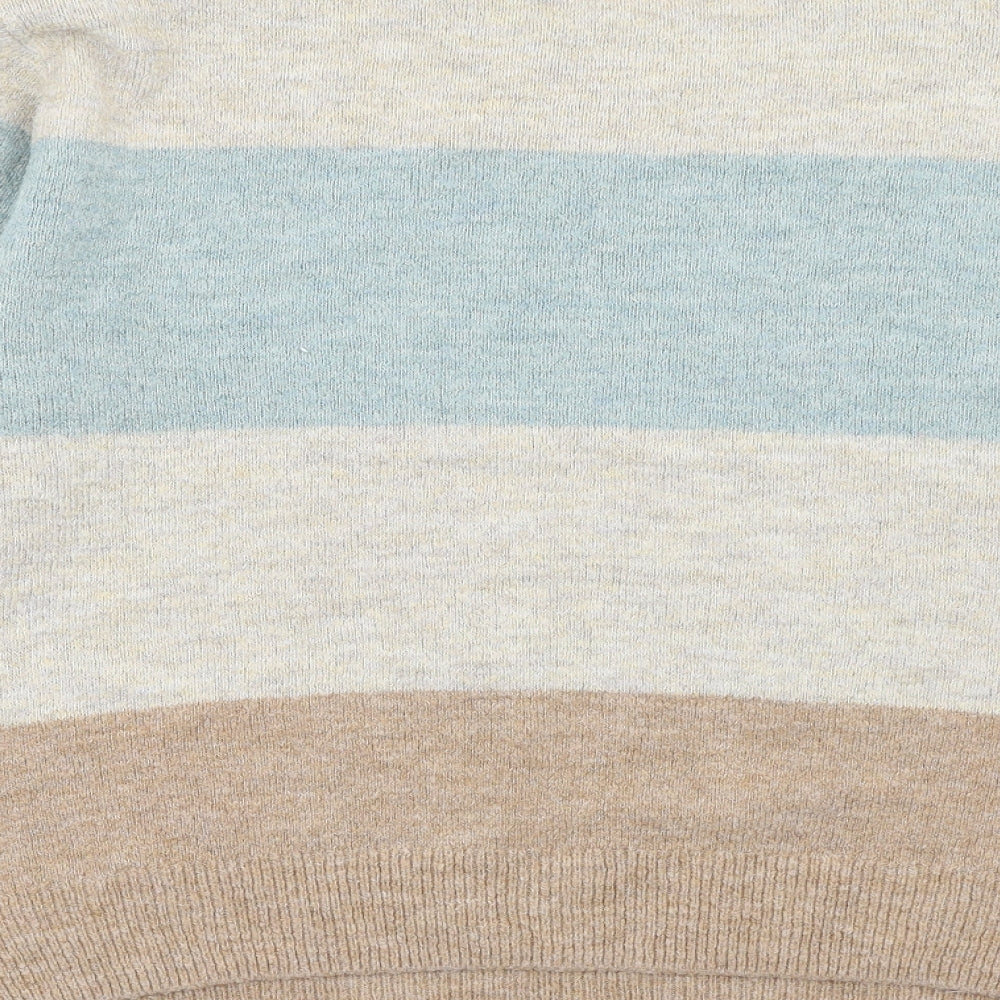 H&M Womens Brown Round Neck Acrylic Pullover Jumper Size S - Colourblock