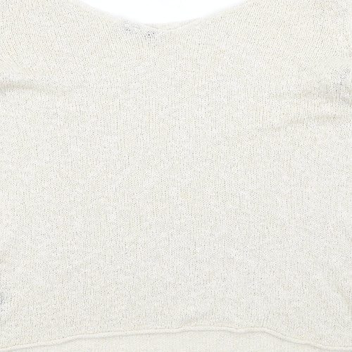 Zara Womens Beige Boat Neck Acrylic Pullover Jumper Size S