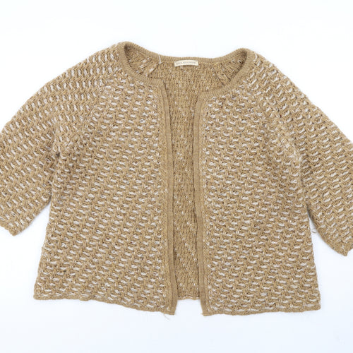 Maria Bellentani Womens Brown Round Neck Acrylic Cardigan Jumper Size 14