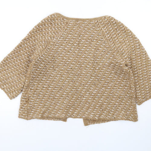 Maria Bellentani Womens Brown Round Neck Acrylic Cardigan Jumper Size 14