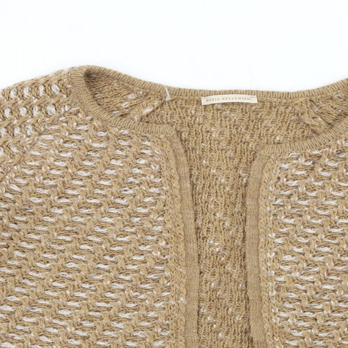 Maria Bellentani Womens Brown Round Neck Acrylic Cardigan Jumper Size 14
