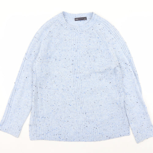 Marks and Spencer Womens Blue Round Neck Acrylic Pullover Jumper Size S