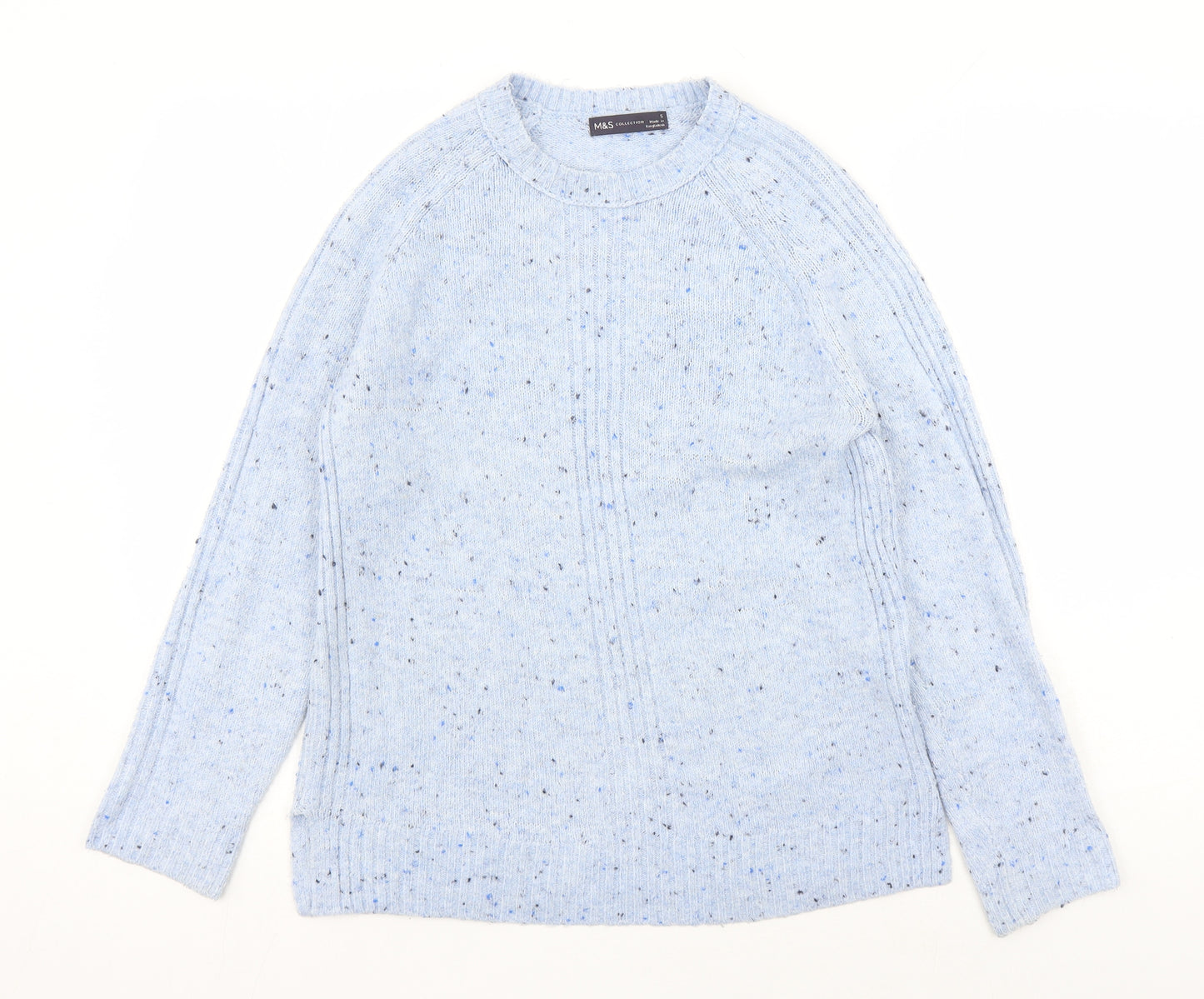 Marks and Spencer Womens Blue Round Neck Acrylic Pullover Jumper Size S