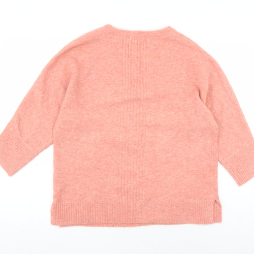 Monsoon Womens Pink V-Neck Acrylic Pullover Jumper Size M