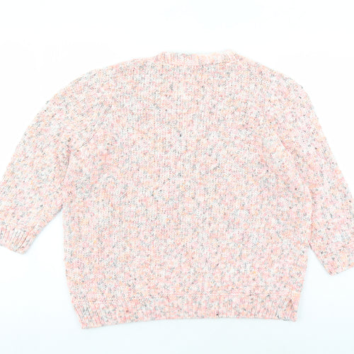 Marks and Spencer Womens Pink V-Neck Cotton Pullover Jumper Size 12