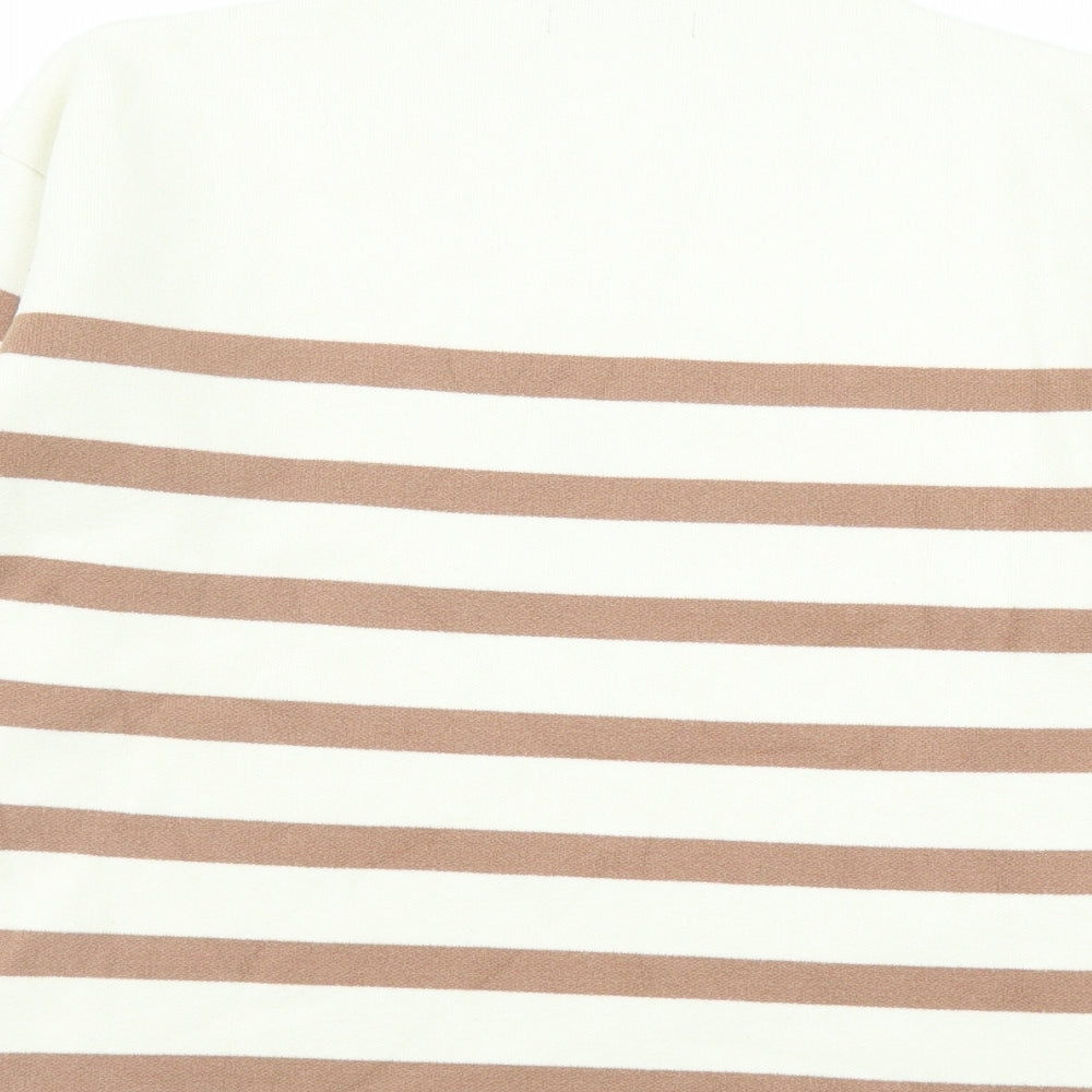Tahari Womens Beige High Neck Striped Viscose Pullover Jumper Size L