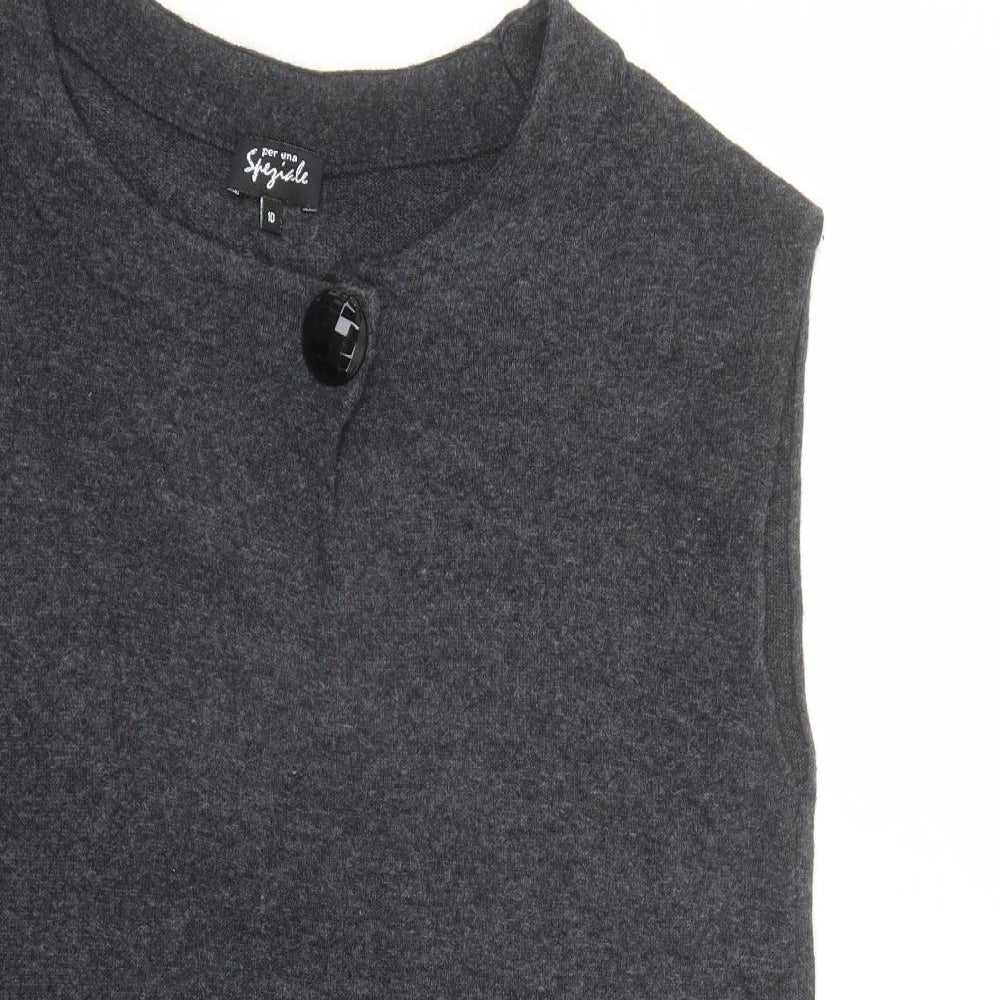 Per Una Womens Grey Round Neck Polyamide Pullover Jumper Size 10 - Pockets