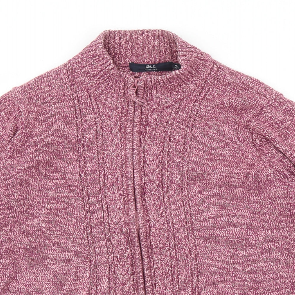 EWM Womens Pink Round Neck Cotton Full Zip Jumper Size 22 - Size 22-24