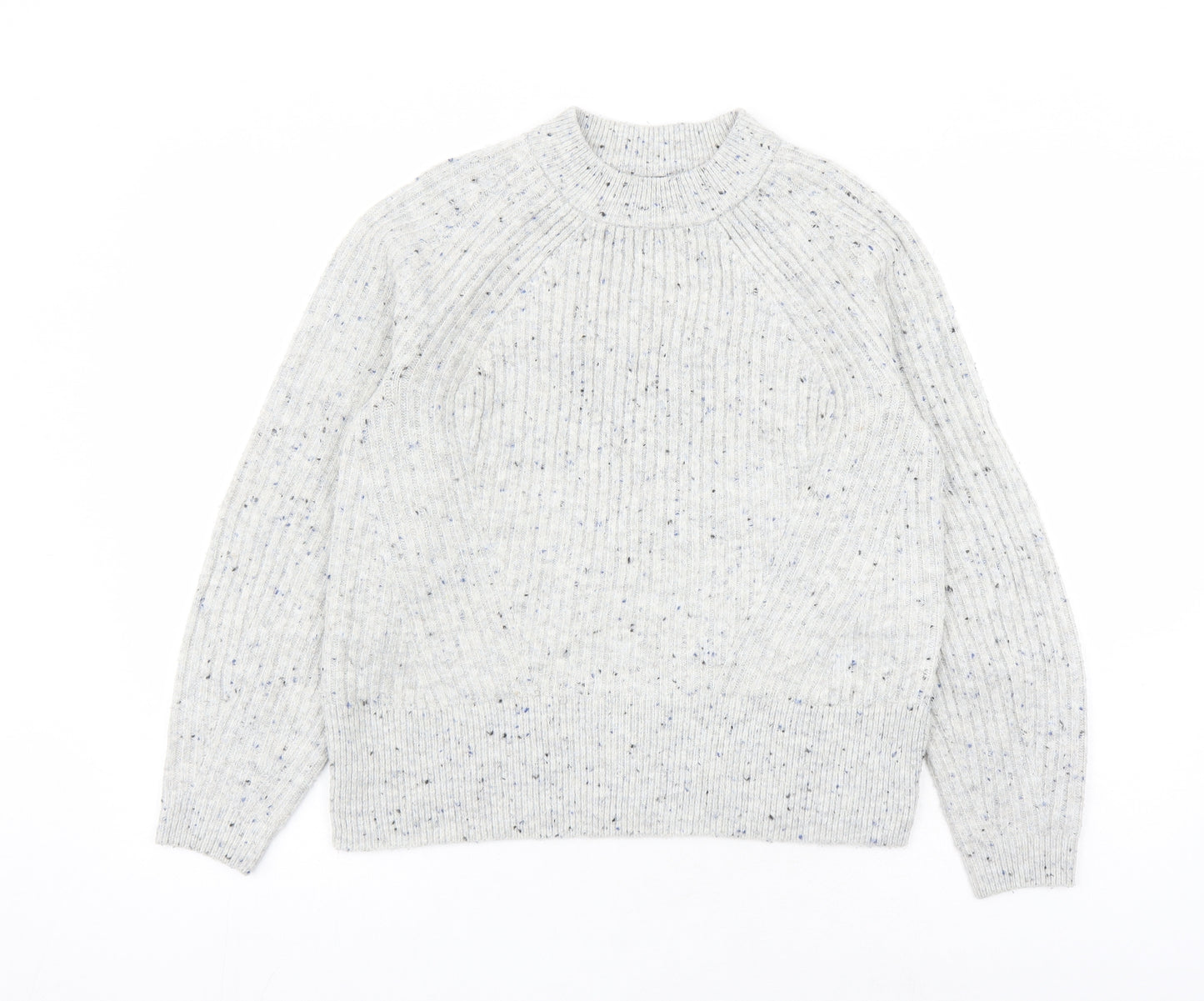 Marks and Spencer Womens Grey Round Neck Acrylic Pullover Jumper Size S