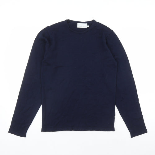 Casual Friday Womens Blue Round Neck Wool Pullover Jumper Size S