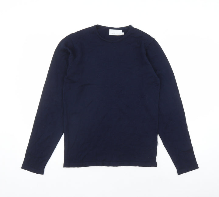 Casual Friday Womens Blue Round Neck Wool Pullover Jumper Size S