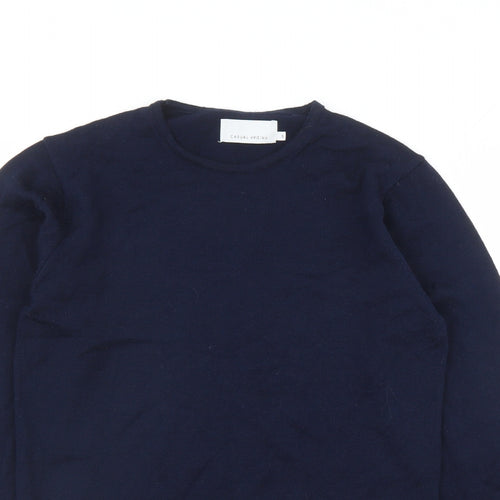Casual Friday Womens Blue Round Neck Wool Pullover Jumper Size S