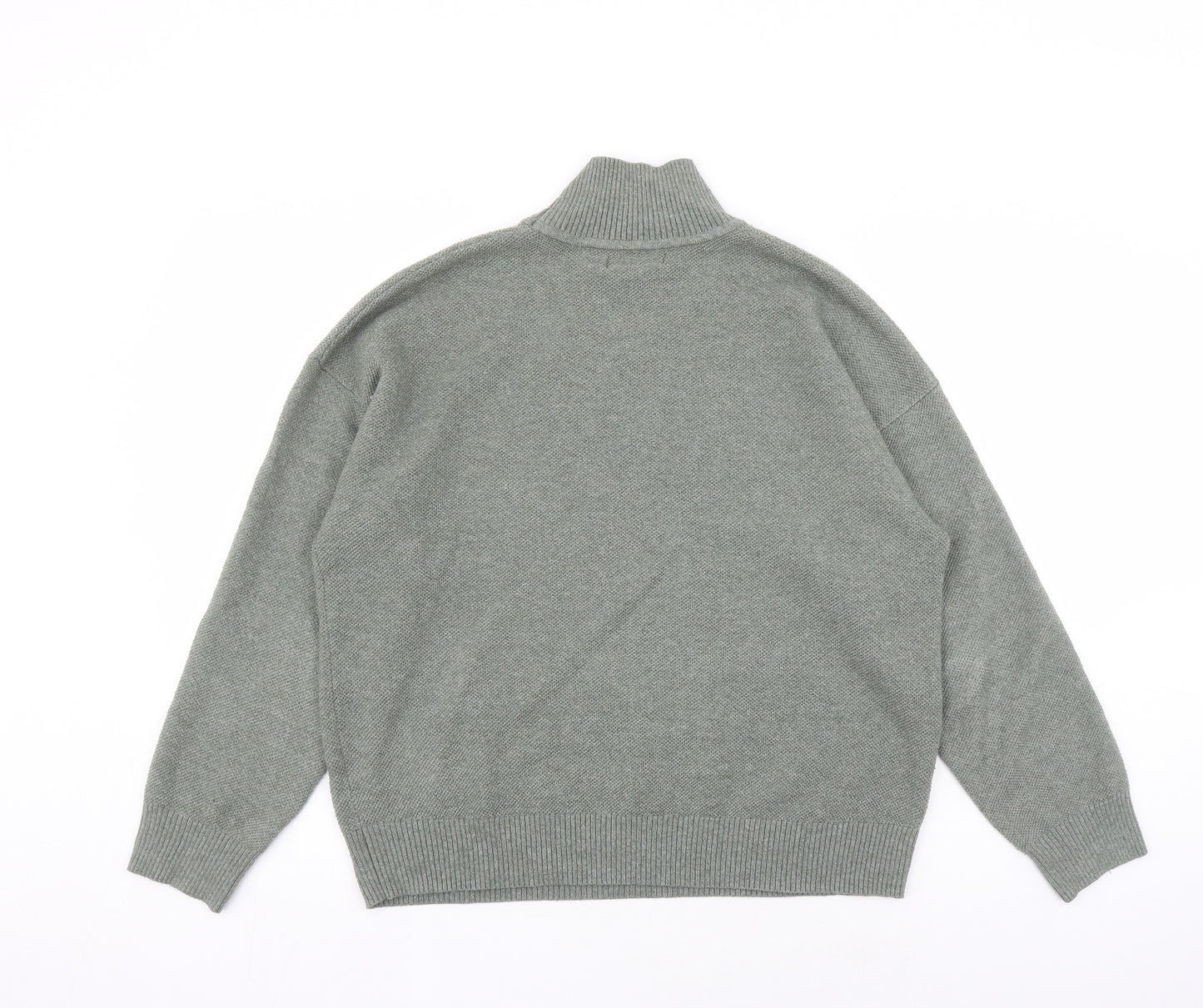 Marks and Spencer Womens Green Mock Neck Polyester Pullover Jumper Size M