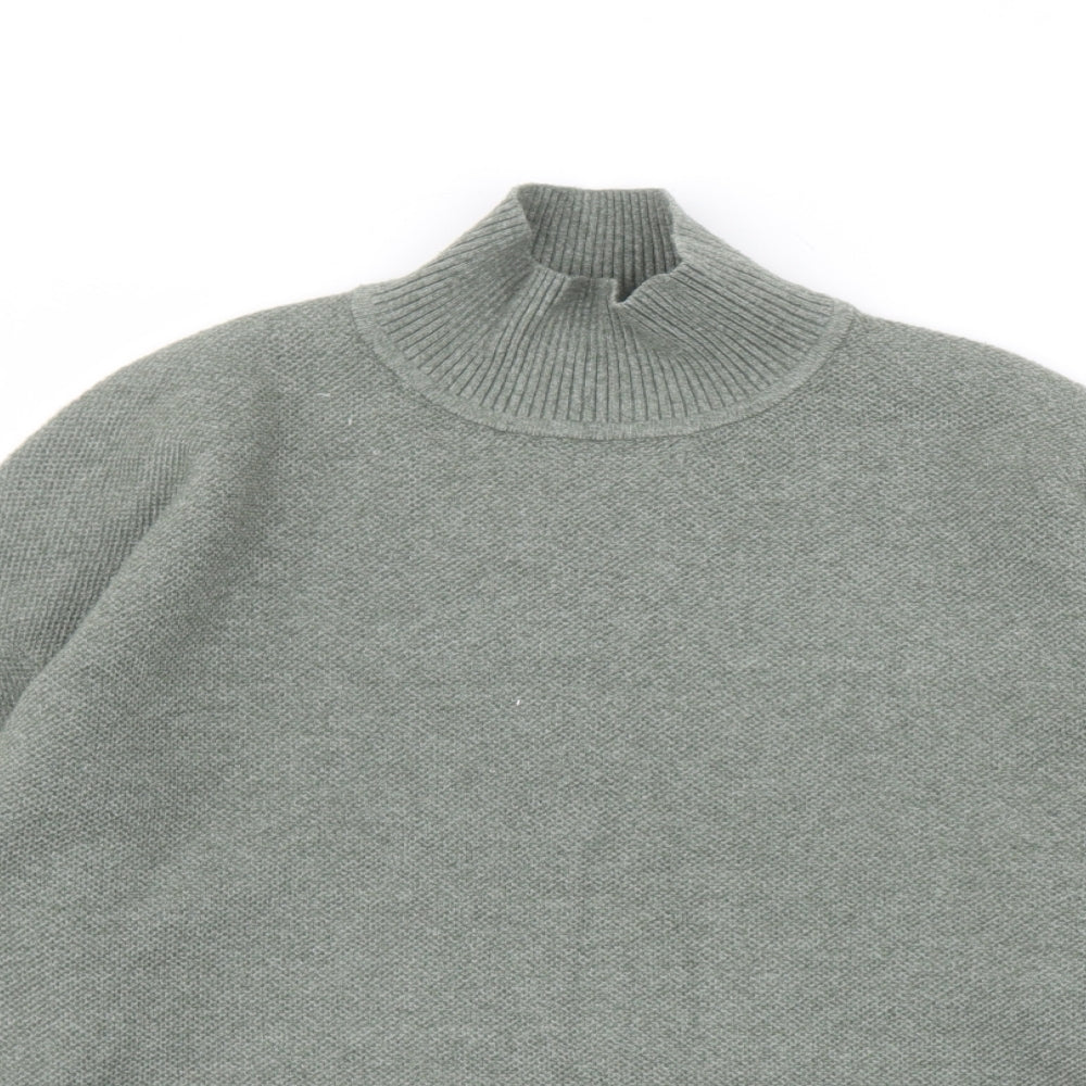 Marks and Spencer Womens Green Mock Neck Polyester Pullover Jumper Size M
