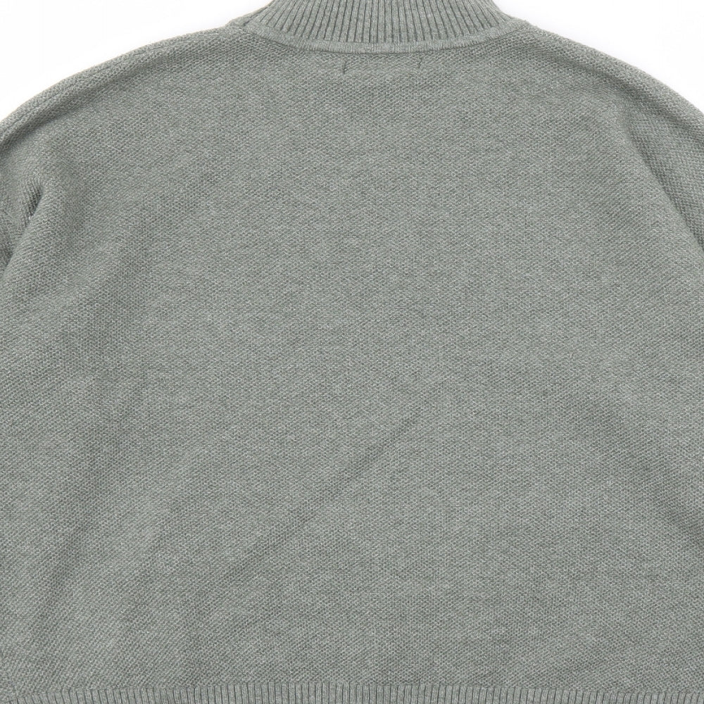 Marks and Spencer Womens Green Mock Neck Polyester Pullover Jumper Size M