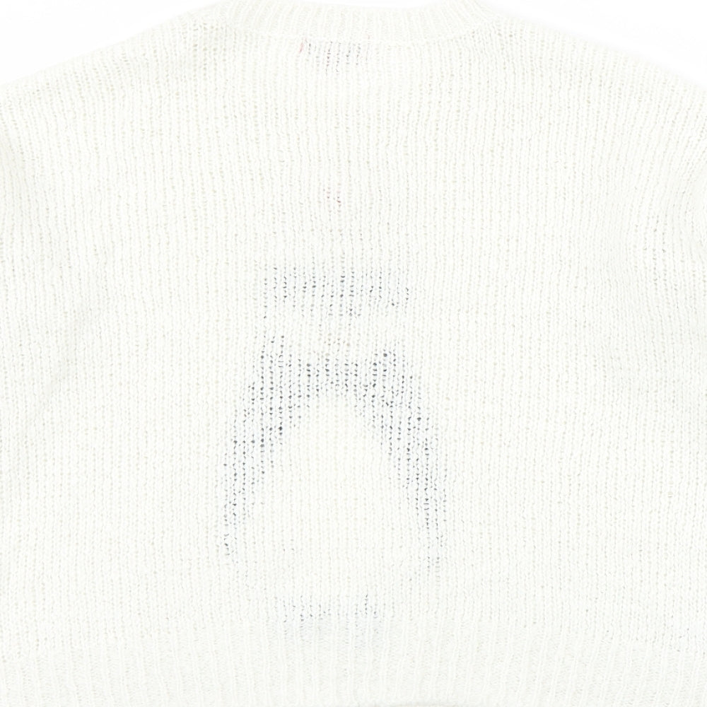 NEXT Womens White Round Neck Acrylic Pullover Jumper Size 12 - Christmas Penguin